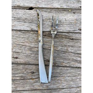 Vintage Midcentury Carvel Hall Stainless Steel Meat Carving Knife & Fork Set